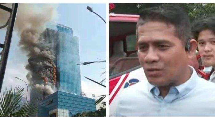 Junaedi, saksi mata kebakaran di Gedung K Link Tower di Gatot Subroto, Jakarta Selatan pada Sabtu (15/7/2023). Acara penikahan mendadak bubar karena kebakaran