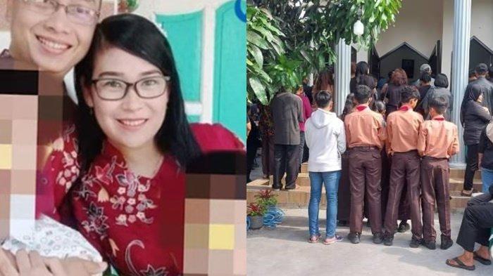 (kiri) Agus Komarudin (38) dan  Kristina (34) kedua orangtua SPY (8) yang tewas diduga korban perampokan di Kecamatan Ngancar, Kabupaten Kediri, Jawa Timur. (kanan) Suasana jelang pemakaman satu keluarga korban dugaan pembunuhan di Ngancar Kediri, Jumat (6/12/2024).
