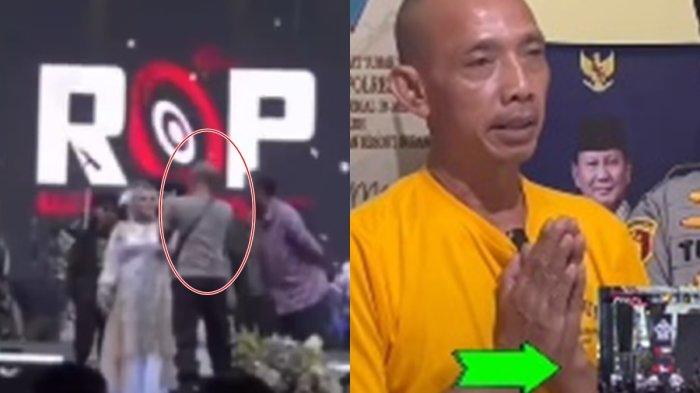 POLISI HINA SENIMAN - (kiri) Oknum polisi di Subang merendahkan profesi seniman saat naik panggung dalam acara hajatan di Kampung Melong, Desa Jambelaer, Kecamatan Dawuan, Kabupaten Subang, Sabtu (19/04/2025). (kanan) tampang oknum polisi saat diamankan, kini minta maaf.