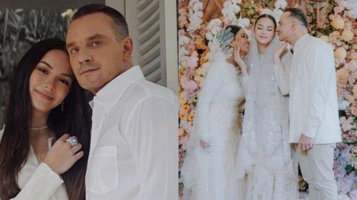 AL GHAZALI DAN ALYSSA RESMI MENIKAH - (kiri) Potret Alyssa bersama sang ayah Richard Daguise. (kanan) Momen ibu dan ayah Alyssa berfoto bersama saat gelar pengajian.