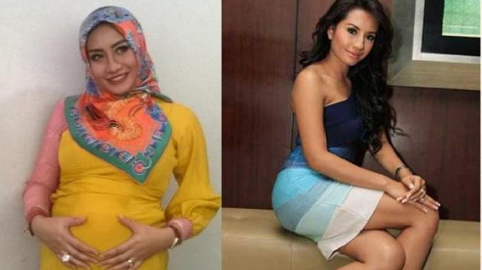 Penampilan artis Shinta Bachir (sekarang/kiri) dan dulu