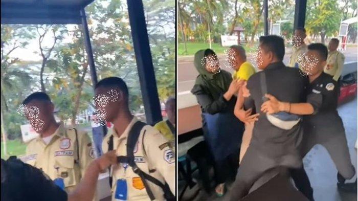 Tangkap layar video sekuriti GBK terlibat cekcok adu mulut dengan rombongan fotografer