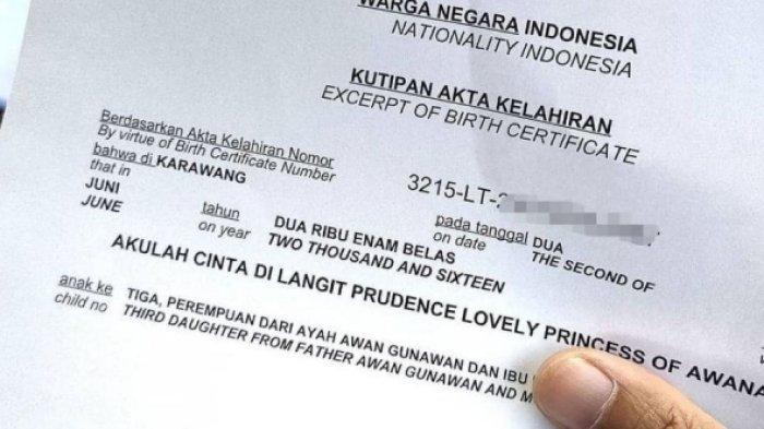 VIRAL Seorang Anak Dinamai Unik 'Akulah Cinta di Langit Prudence Lovely Princess Of Awanamp'