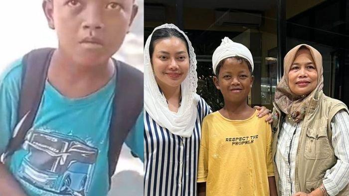 NGONTEL - Bupati Brebes, Paramitha Widya Kusuma (kiri) menjemput Adnan (15) yang mengayuh sepeda ratusan kilometer menuju Kabupaten Subang hendak menemui Gubernur Jawa Barat Dedi Mulyadi, Selasa (10/6/2025) dini hari