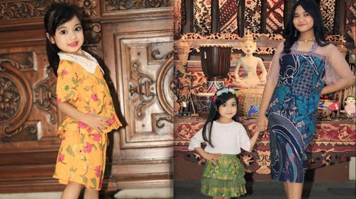 Almeera Azkadina Effendi (kiri), model terkecil saat ikut serta tampil di Mirota Batik Surabaya. Dua model dari Dennis Promotion Management, Almeera A Effendi dan Nayra Ayunda, saat tampil di Mirota Batik Surabaya.