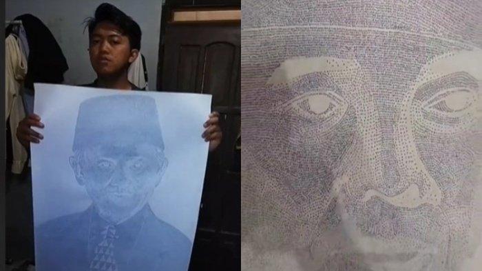 Sosok Andre Andika Putra, warga Pati yang viral gara-gara menggambar 7 presiden RI dengan cara menulis seluruh desa di Indonesia.