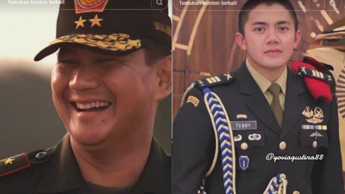 Foto Prabowo Subianto saat muda dan Mayor Teddy.