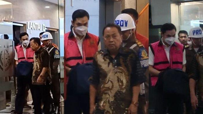 Suami Sandra Dewi, Harvey Moeis digiring keluar dari Gedung Kejagung, Rabu (27/3/2024) malam