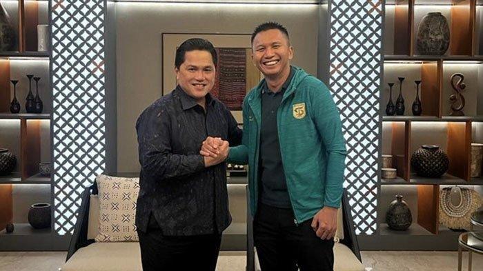 Bos Persebaya Surabaya, Azrul Ananda bersama Erick Thohir.