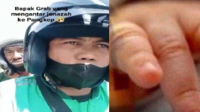 Kakek terpaksa naik ojol sambil gendong jenazah cucu (kiri). Ilustrasi bayi (kanan)