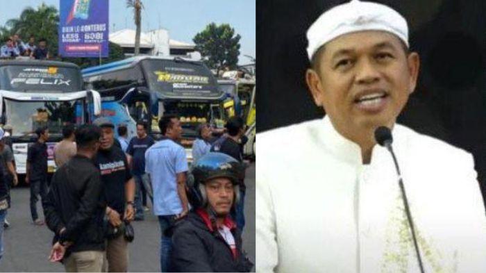 STUDY TOUR - (kiri) Gubernur Jawa Barat Dedi Mulyadi. (kanan) Pelaku wisata melakukan aksi demonstrasi memprotes Surat Keputusan (SK) larangan study tour.