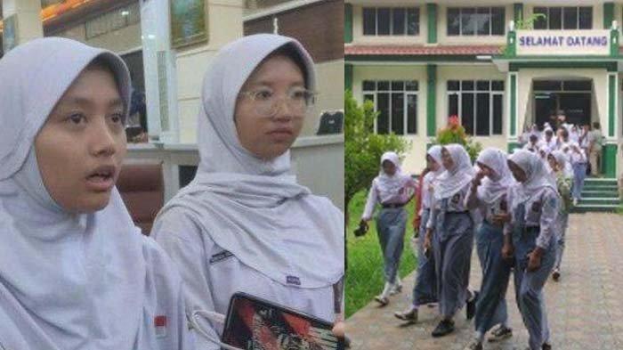 HANIFAH DIINTIMIDASI - Ratusan siswa kelas XII SMAN 7 Cirebon bersama orang tua mereka menggelar aksi protes di halaman sekolah, pada Senin (3/2/2025). Hanifah dan seorang temannya, diintimidasi akibat membongkar pemotongan PIP di sekolahnya.