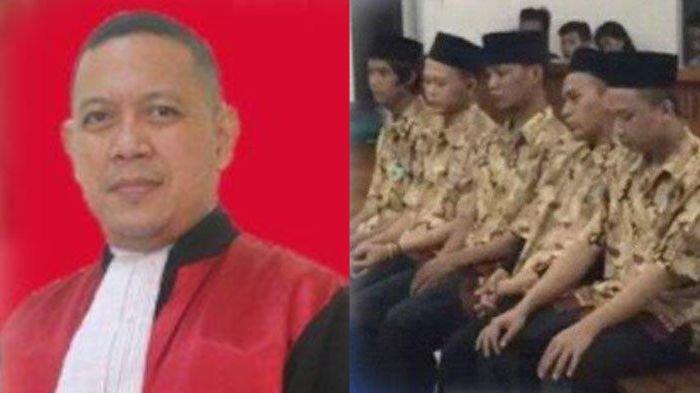 Hakim Arief Ferdian, Ketua sidang PK terpidana kasus Vina Cirebon (kiri) 
6 terpidana kasus Vina Cirebon (kanan)