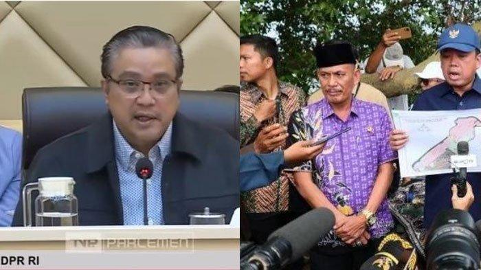KEKAYAAN KADES KOHOD - Wakil Ketua Komisi II DPR RI, Dede Yusuf saat RDP dengan Menteri ATR/BPN, Kamis (30/1/2025) (kiri) dan Momen Kades Kohod mendampingi Menteri ATR/BPN Nusron Wahid meninjau area laut yang memiliki SHGB dan SHM, di Desa Kohod, Kabupaten Tangerang, Banten, Jumat (24/1/2025) (kanan). Dede Yusuf menyoroti kekayaan Kades Kohod.
