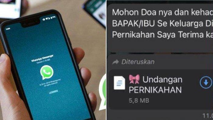 ilustrasi WhatsApp dan File APK Undangan Nikah di WA yang Bisa Kuras Rekening (kanan). Simak solusinya jika terlanjur buka.