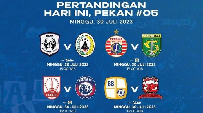 Jadwal Liga 1 2023/2024 Pekan Kelima. Persija vs Persebaya Surabaya, Persis Solo vs Arema FC