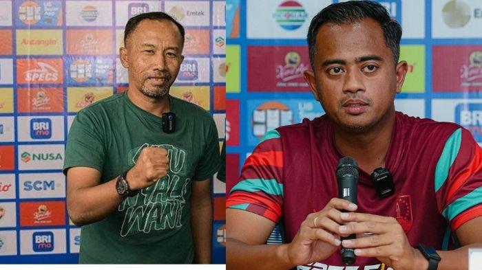 Kolase foto Coach Uston dan Coach Tithan, dua pelatih caretaker yang akan adu taktik di laga Persebaya Surabaya vs Persis Solo