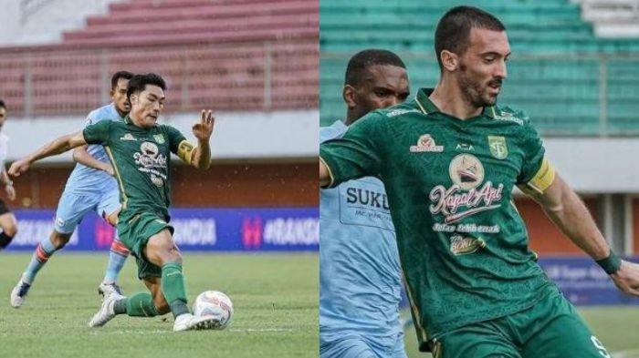 Kolase foto Song Ui-Young (kiri) dan Dusan Stevanovic (kanan) saat memperkuat Persebaya Surabaya di Liga 1 2023/2024