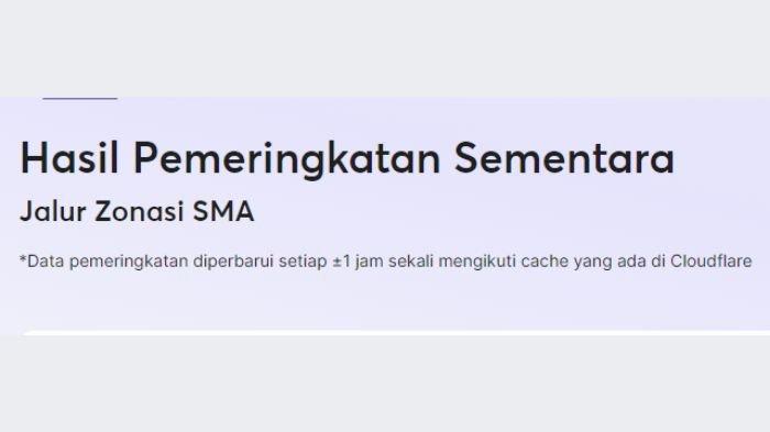 Tampilan laman ppdbjatim.net untuk cek pemeringkatan PPDB Jatim 2023 Jalur Zonasi SMA