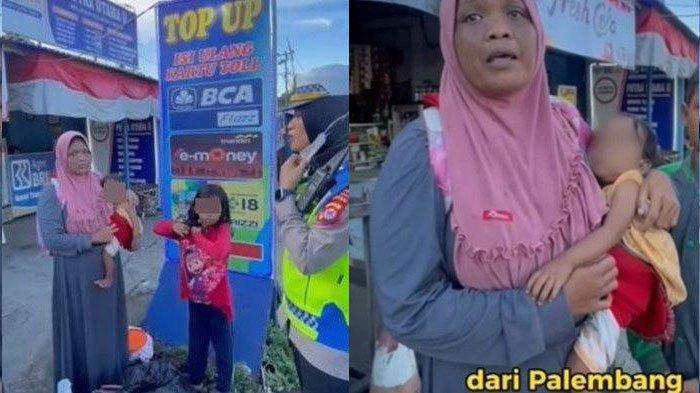 Kolase foto Ibu Bawa 4 Anak Nekat Tempuh Palembang-Surabaya Usai Diusir Mertua.