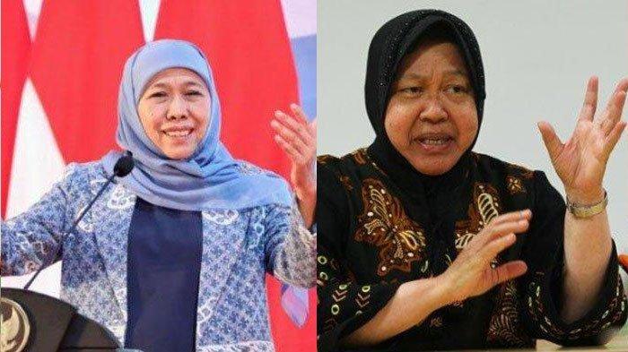 Khofifah Indar Parawansa dan Tri Rismaharini. Inilah Peluang Risma Jadi Lawan Kuat Khofifah di Pilgub Jatim 2024.
