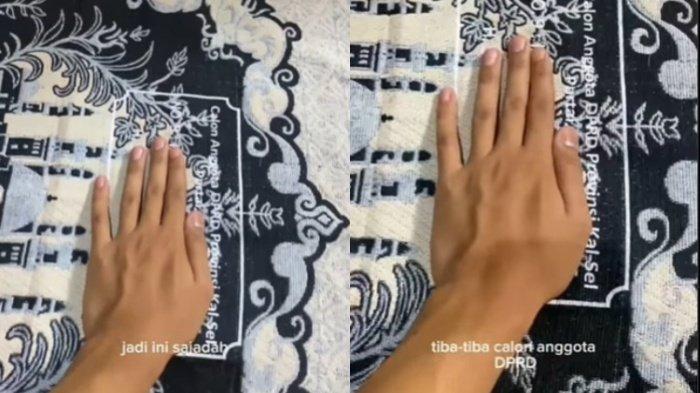 Penampakan sajadah bertuliskan nama dan partai caleg yang tengah viral di media sosial
