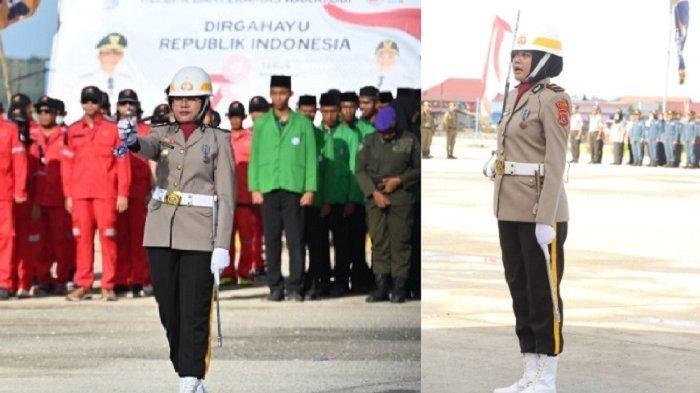 Polwan yang viral jadi komandan upacara HUT kemerdekaan RI ke-78.