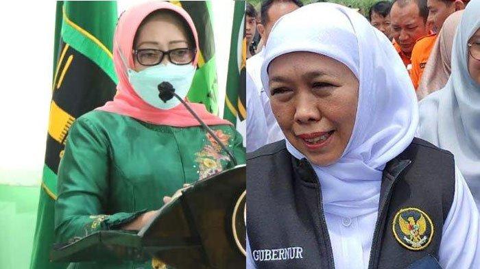 Mundjidah Wahab (kiri) dan Khofifah Indar Parawansa (kanan). Mundjidah Wahab merupakan Calon Pendamping Khofifah di Pilgub Jatim. Lebih Populer Dibanding Emil Dardak.
