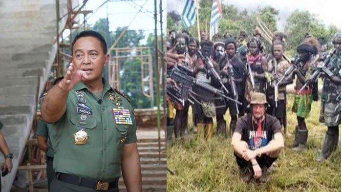 Kolase foto Jenderal Andika Perkasa dan Pilot Susi Air yang disandera KKB Papua. Inilah sepak terjang mantan Panglima TNI Andika Perkasa Saat Hadapi KKB Papua, Kini Ogah Beri Komentar.