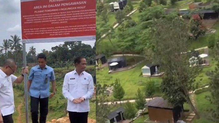 SEGEL - Menteri Lingkungan Hidup (LH) bersama Hanif Faisol Nurofiq bersama Menteri Koordinator Bidang Pangan, Zulkifli Hasan saat menyegel kawasan Summarecon pada Kamis (13/3/2025). Ada 8 area yang disegel.