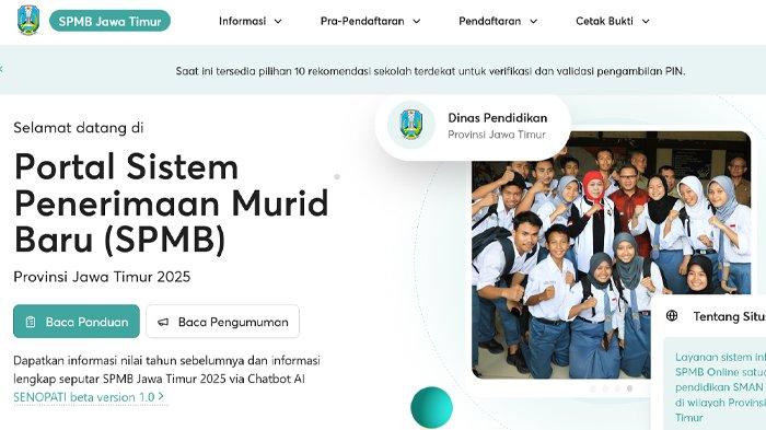 TAHAP SATU - Tampilan Portal SPMBJatim.Net.  Seleksi Penerimaan Murid Baru (SPMB) Jawa Timur tahap 1 tahun ajaran 2025/2026 resmi dimulai hari ini, Senin (16/6/2025).