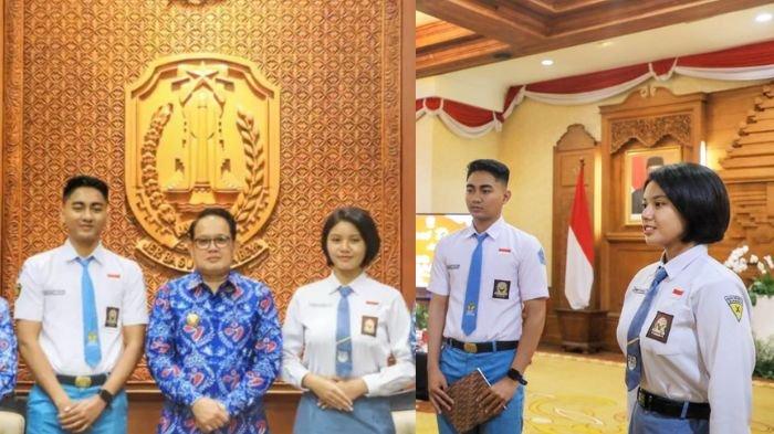 Muhammad Raihan asal SMKN 1 Kepanjen Malang dan Rahdisty Syawalia Yogi dari SMAN 17 Surabaya, calon Paskibraka Nasional 2024 mewakili Jawa Timur