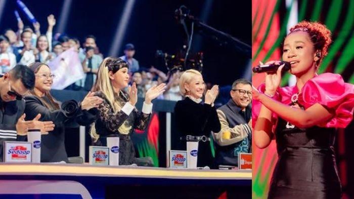 5 STANDING OVATION - Penampilan Angie membawakan lagu Melukis Senja dari Budi Doremi di Spektakuler Show 3 Indonesian Idol 2025, Senin (10/2/2025). Dia mendapat 5 standing ovation
