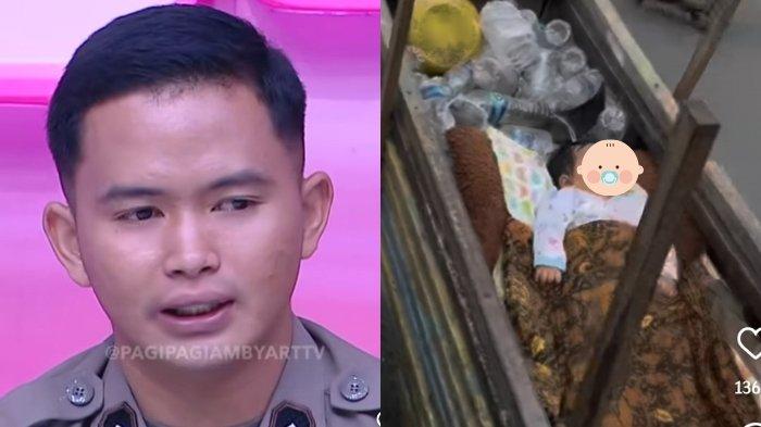 POLISI BAIK - Bripda Alief Sri Maulana (kiri) dan bayi Tina (kanan).