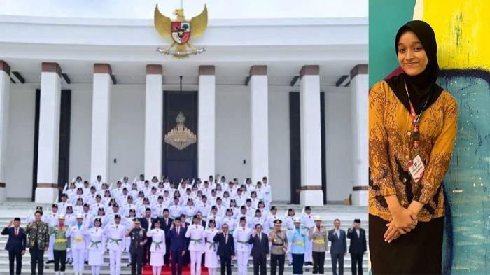 Pengukuhan Paskibraka Nasional 2024 (kiri) 
Dzawata, Paskibraka 2024 asal Aceh (kanan)