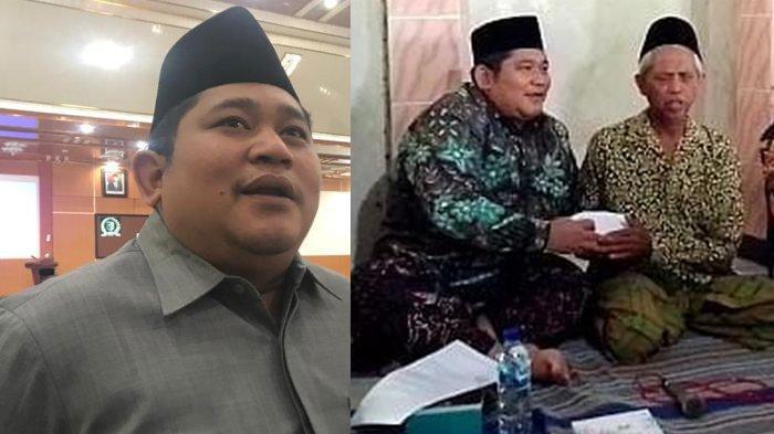 BANTU GURU DIDENDA - (kiri) Ketua DPRD Demak Zayinul Fata yang bantu Pak Ahmad Zuhdi, guru madrasah yang didenda wali murid Rp 25 juta.