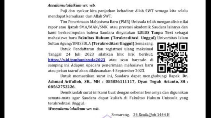 Surat dari Unissula