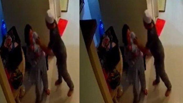 Rekaman cctv memperlihatkan pegawai BNN menganiaya istrinya