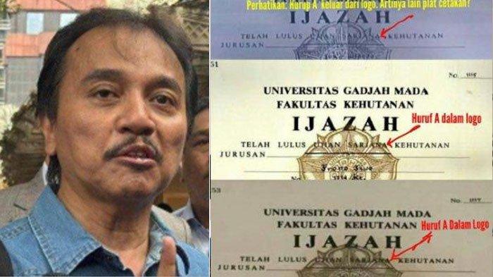 IJAZAH JOKOWI - Kolase foto Roy Suryo (kiri) dan perbandingan ijazah Jokowi dengan alumni lain (kanan).