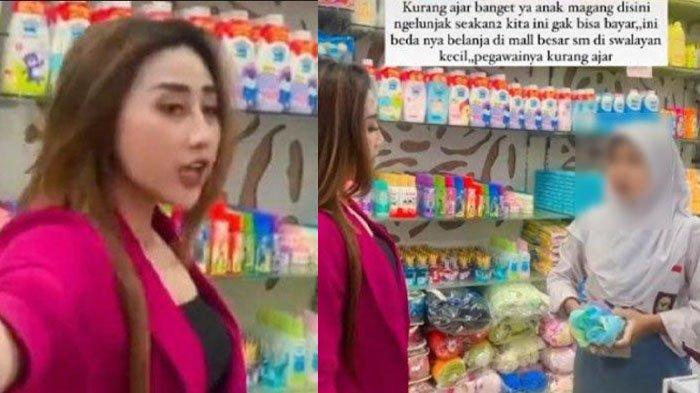 Tangkap layar video Luluk Sofiatul Jannah saat membentak dan memaki siswi magang di pusat perbelanjaan Kota Probolinggo.