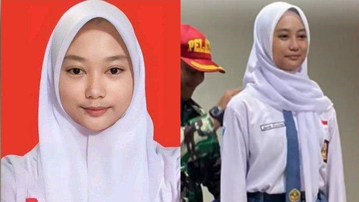 kolase foto Nanda Maulidya, siswi SMA yang Lolos Paskibraka Nasional Tapi Diganti. Simak update nasibnya.