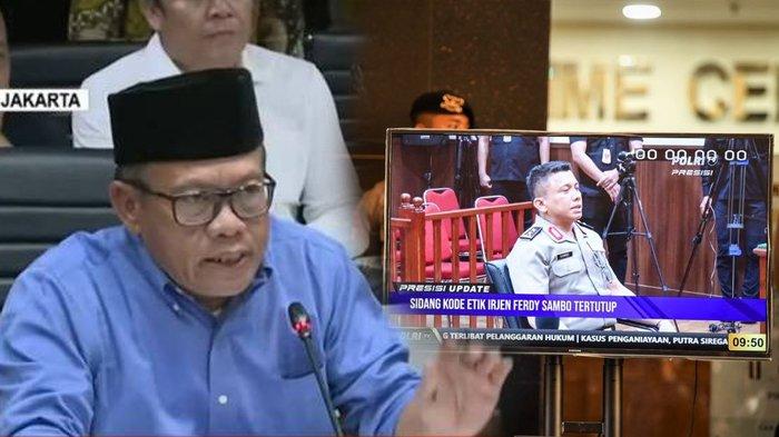Ketua IPW, Sugeng Teguh Santoso dan suasana sidang Irjen Ferdy Sambo. Ada anggota DPR dan anggota Polri pangkat Kombes mencoba pengaruhi Sugeng agar mengikuti skenario Ferdy Sambo? Sugeng mengaku sudah mengetahui asal fraksi anggota DPR tersebut.