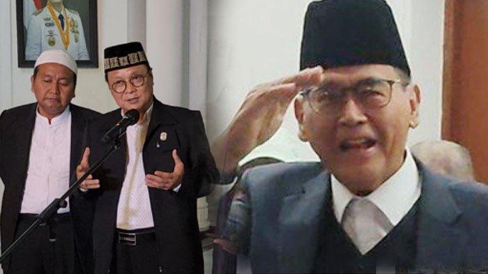 Ketua Tim Peneliti Majelis Ulama Indonesia (MUI) Pusat untuk kasus Ponpes Al-Zaytun, Firdaus Syam saat membeber temuannya. Foto kanan: Panji Gumilang.
