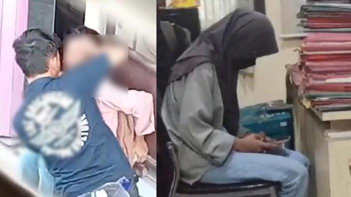 Korban kekerasan pacar, D (21), mahasiswi asal Kabupaten Nganjuk saat melapor ke penyidik Satreskrim Polres Bangkalan,