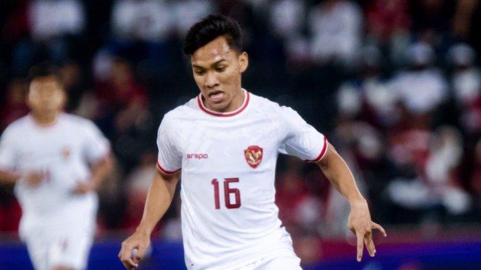 Aksi pemain Timnas Indonesia U-23 Arkhan Fikri saat melawan Qatar pada laga Grup A Piala Asia U-23 2024 di Jassim Bin Hamad Stadium, Senin (15/4/2024) malam.