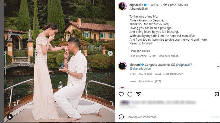Al Ghazali dan Alyssa Daguise baru saja melakukan lamaran romantis di Como, Italy
