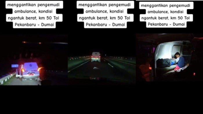 Ambulans berhenti di bahu jalan, ternyata sopir ngantuk berat (TikTok @andozzld)