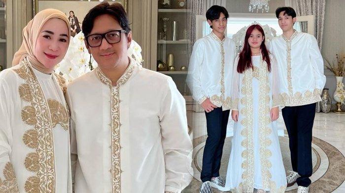 Andre Taulany dan istri (kiri), anak-anaknya (kanan)