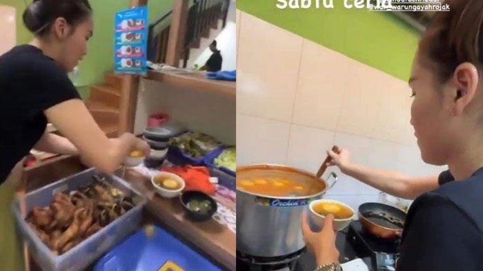 Ayu Ting Ting bantu layani warung ayah (YouTube.com/Isda Family)