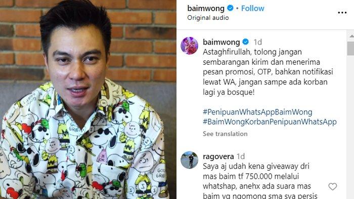 Baim Wong menceritakan kronologi peretasan yang dialaminya
